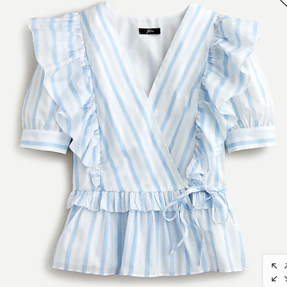 J CREW Ruffle wrap top in stripe